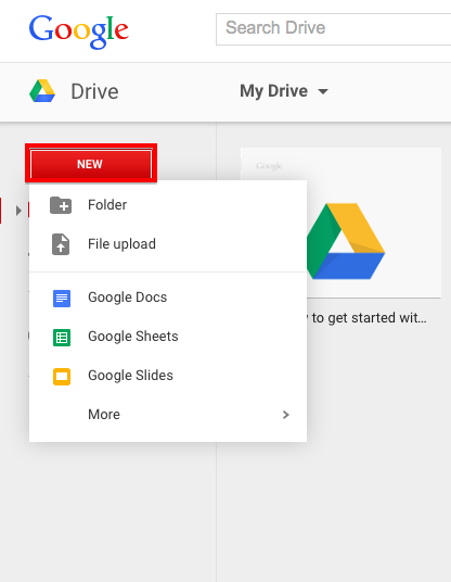 how to create content in google drive